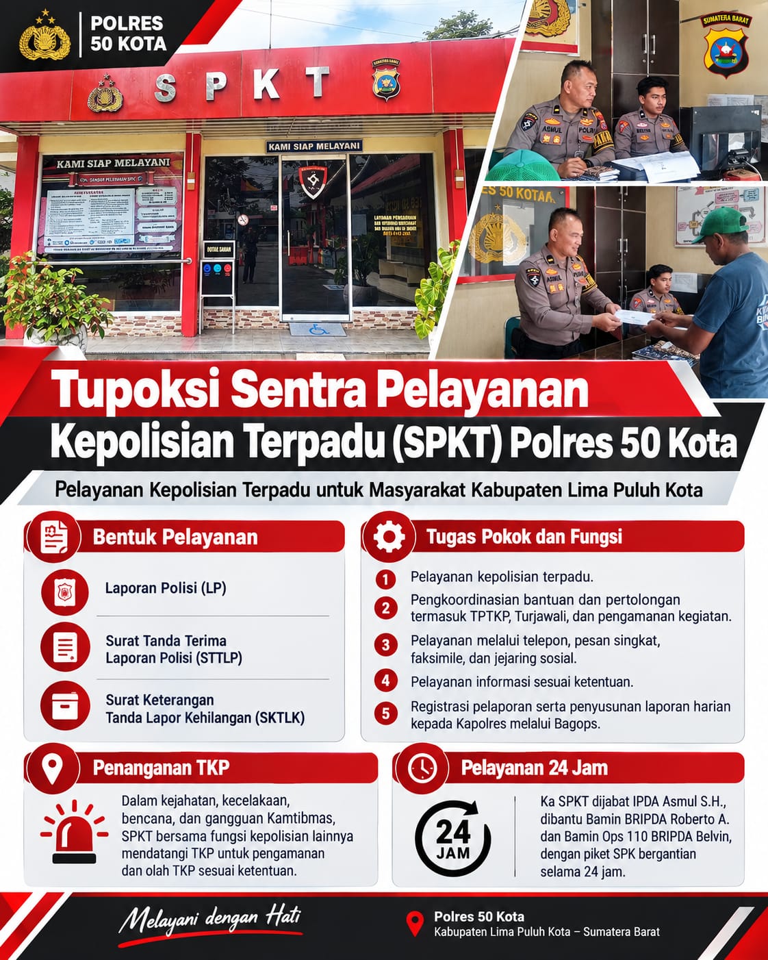Tupoksi Sentra Pelayanan Kepolisian Terpadu ( SPKT ) Polres 50 Kota