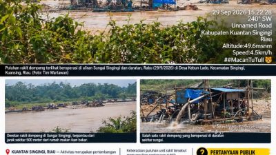 PETI Marak di Kebun Lado – Petai, Kuansing, Capai 50 Rakit Dompeng Beroperasi Terang-terangan